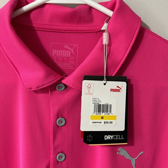 Neon, pink, puma, dry, cell polo shirt, size medium - Picture 2 of 3